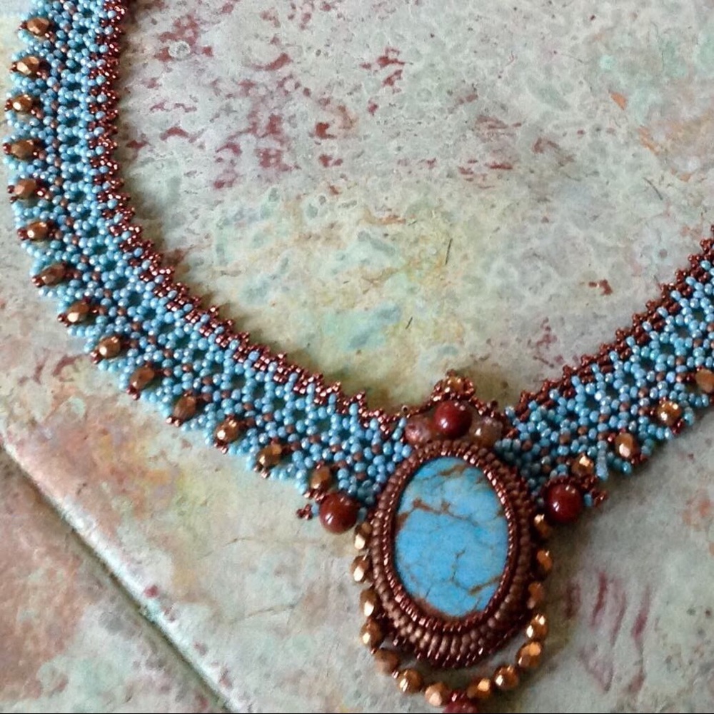 Turquoise And Jasper Beaded Necklace